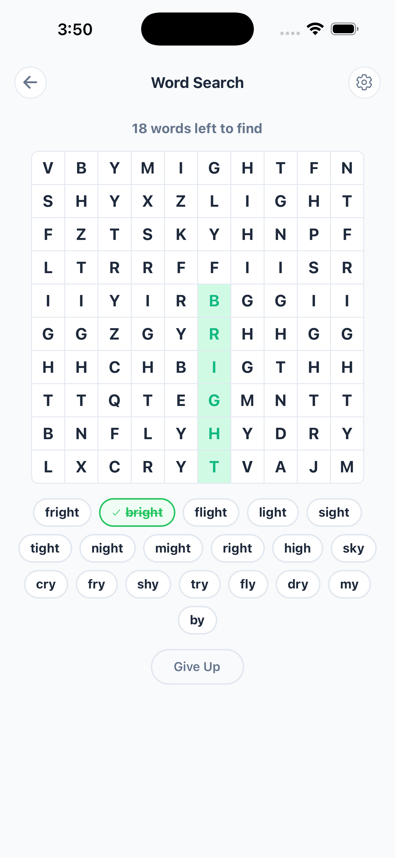 A word search puzzle built from the words on the list